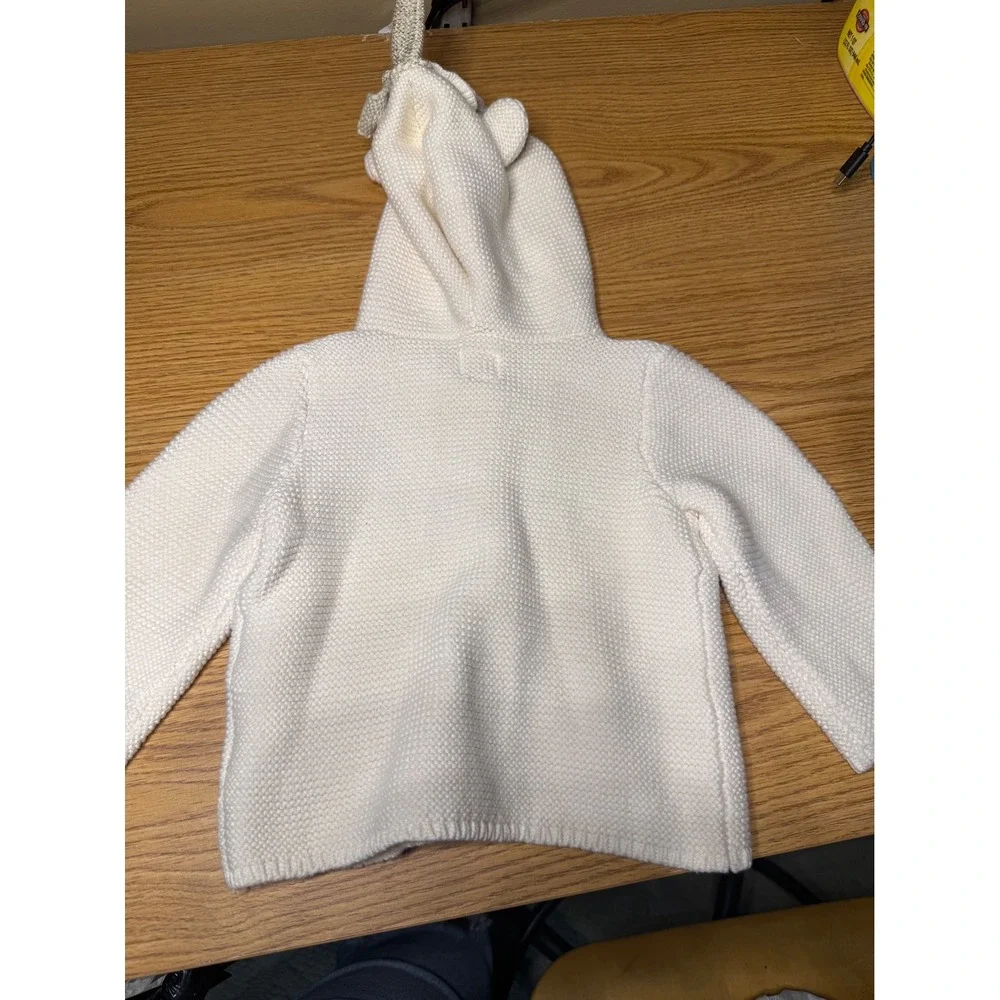 Baby Gap Unicorn Knit Hooded Cardigan Sweater Cream Floral 6-12M Whimsical